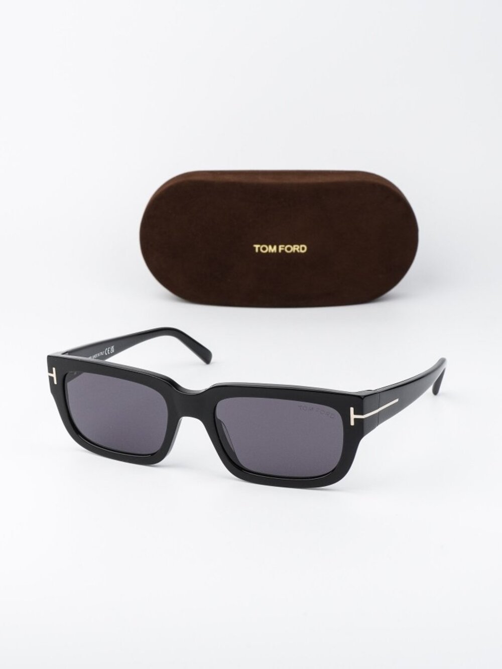 Tom Ford EZRA Women Sunglasses Black Smoke Rectangle FT1075/S 01A NEW AUTHENTIC